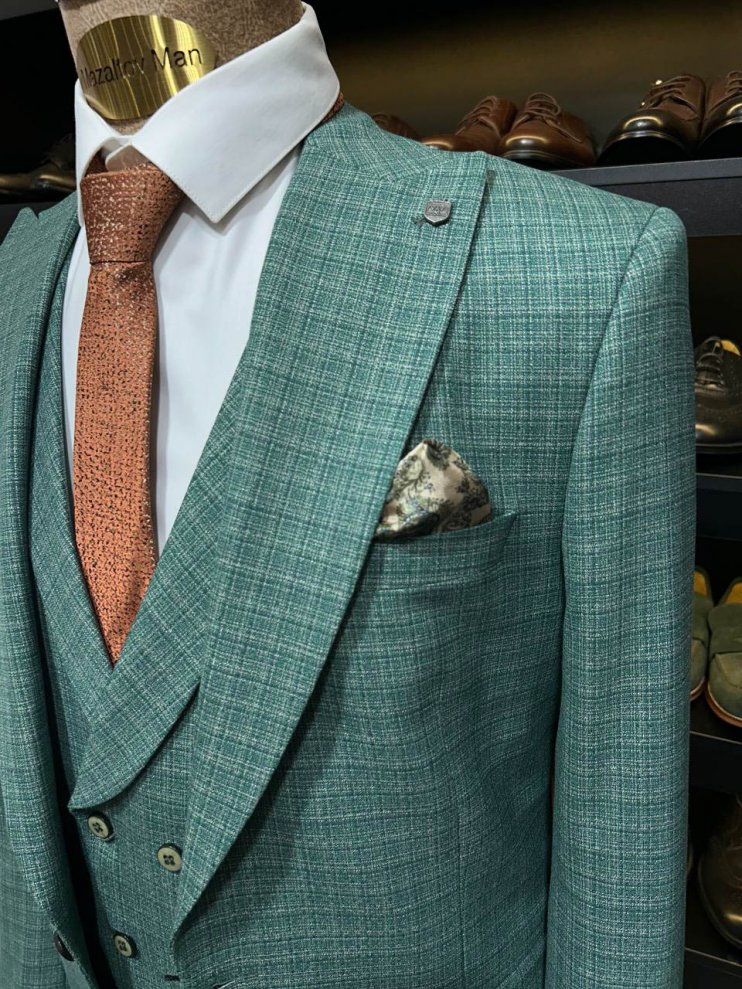 Костюм MAZALTOVMAN 3-ка Зеленый в клетку премиум