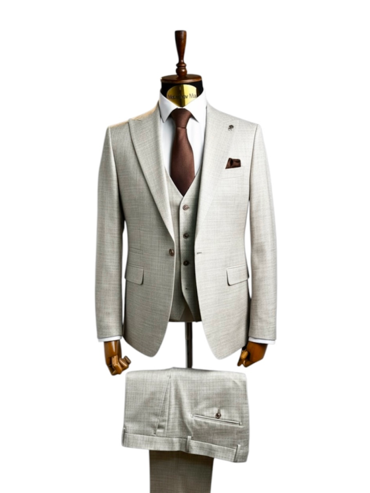 Костюм MAZALTOVMAN 3-ка премиум Бежевый в микроклетку