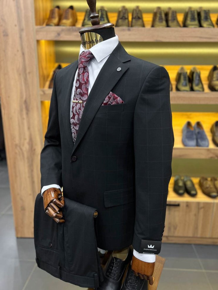 Костюм MAZALTOVMAN 2-ка премиум Черный в клетку