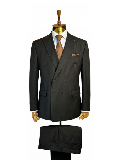 Костюм MAZALTOVMAN 2-ка двубортный премиум Черный в полоску