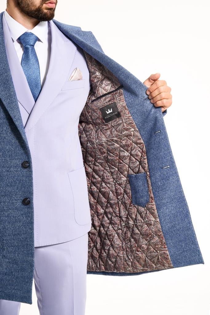 Пальто MAZALTOVMAN премиум Светло-синее фактурное