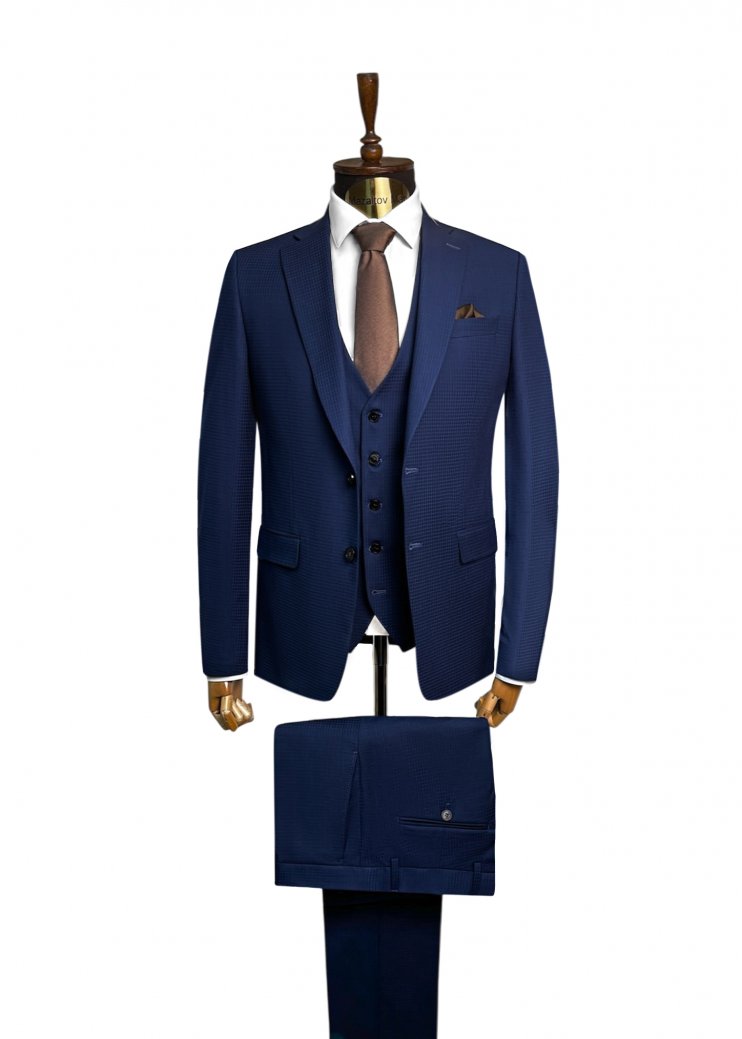 Костюм MAZALTOVMAN 3-ка премиум Синий в зеленую клетку