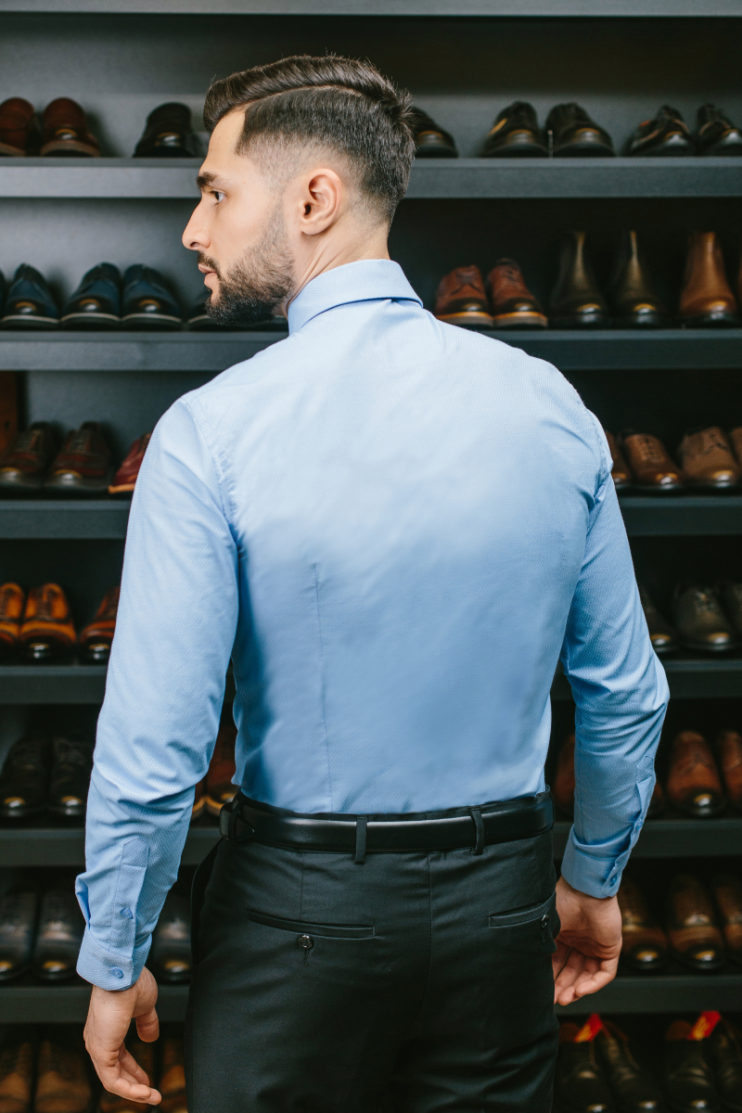 Рубашка для мужчин MAZALTOVMAN Голубая фактурная