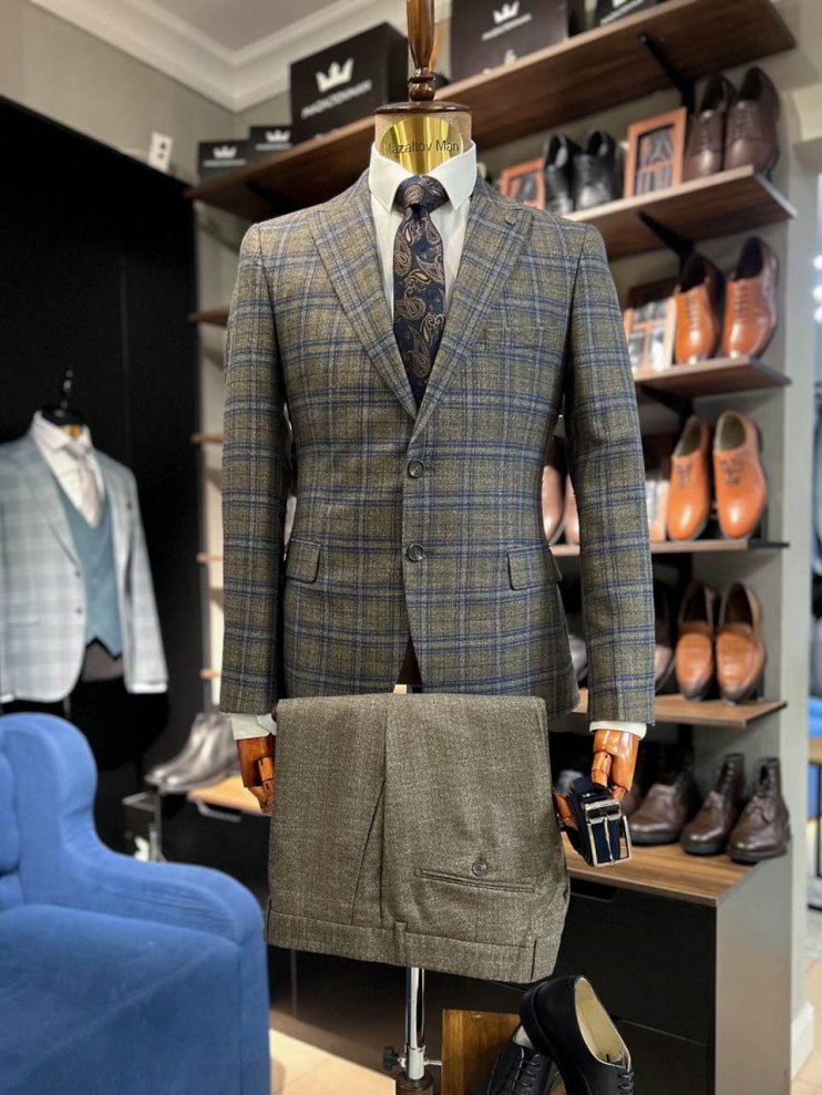 Костюм МИР 3-ка Коричневый в клетку