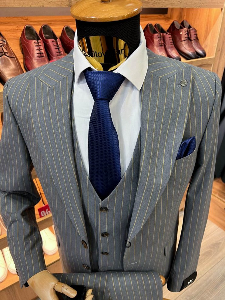 Костюм MAZALTOVMAN 3-ка премиум Серый в полоску