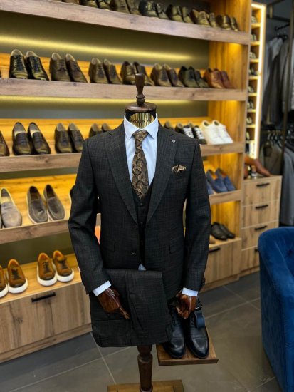 Костюм MAZALTOVMAN 3-ка премиум Темно-коричневый фактурный